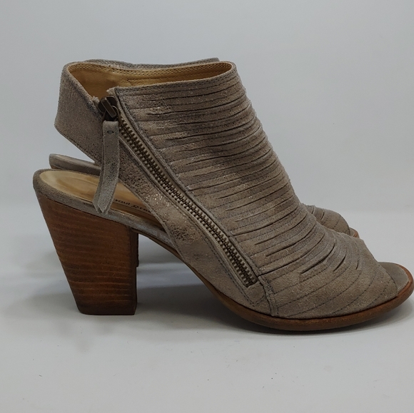 Paul Green Cayanne Peep Toe Sandal Asymmetrical Zip Leather Smoke UK 6 US 8.5 - Picture 2 of 11